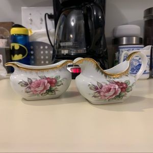 VINTAGE LEFTON HAND PAINTED SUGAR/CREAMER ROSES